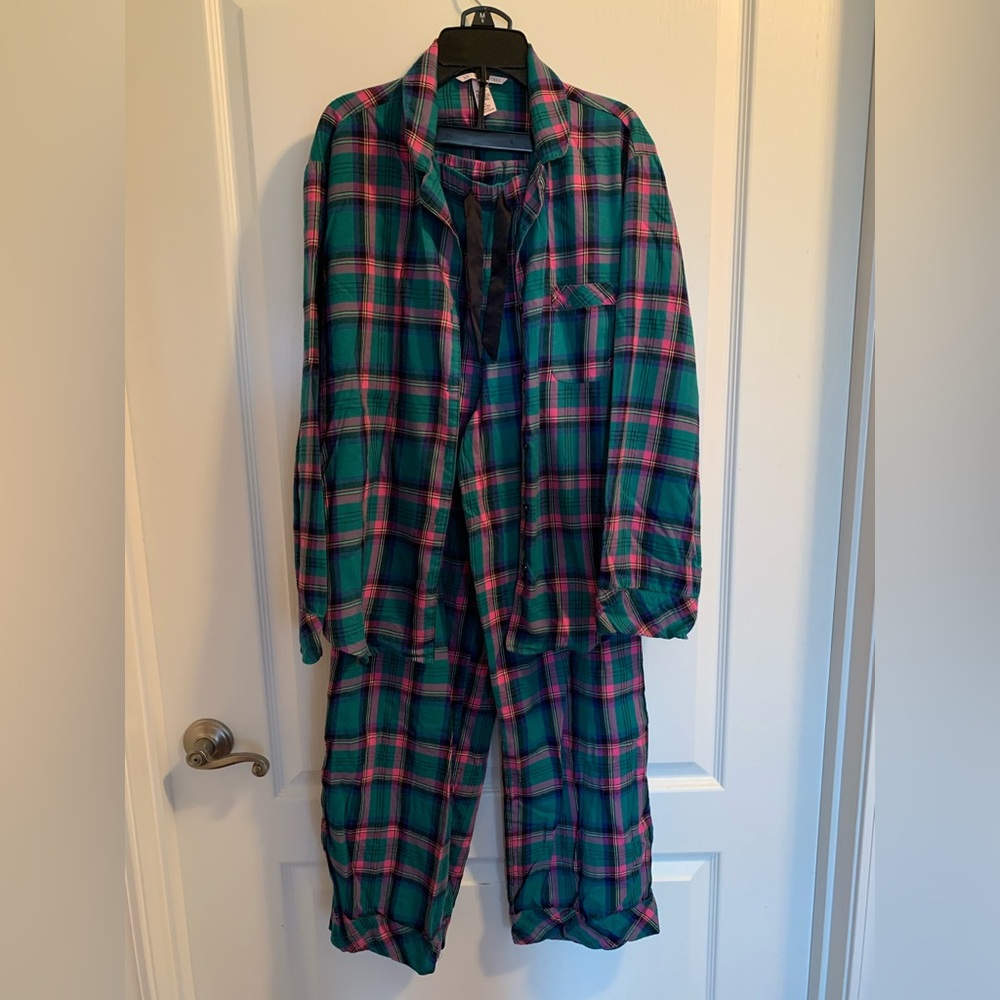Victoria's Secret Plaid Pajama Set - Teal and Pink